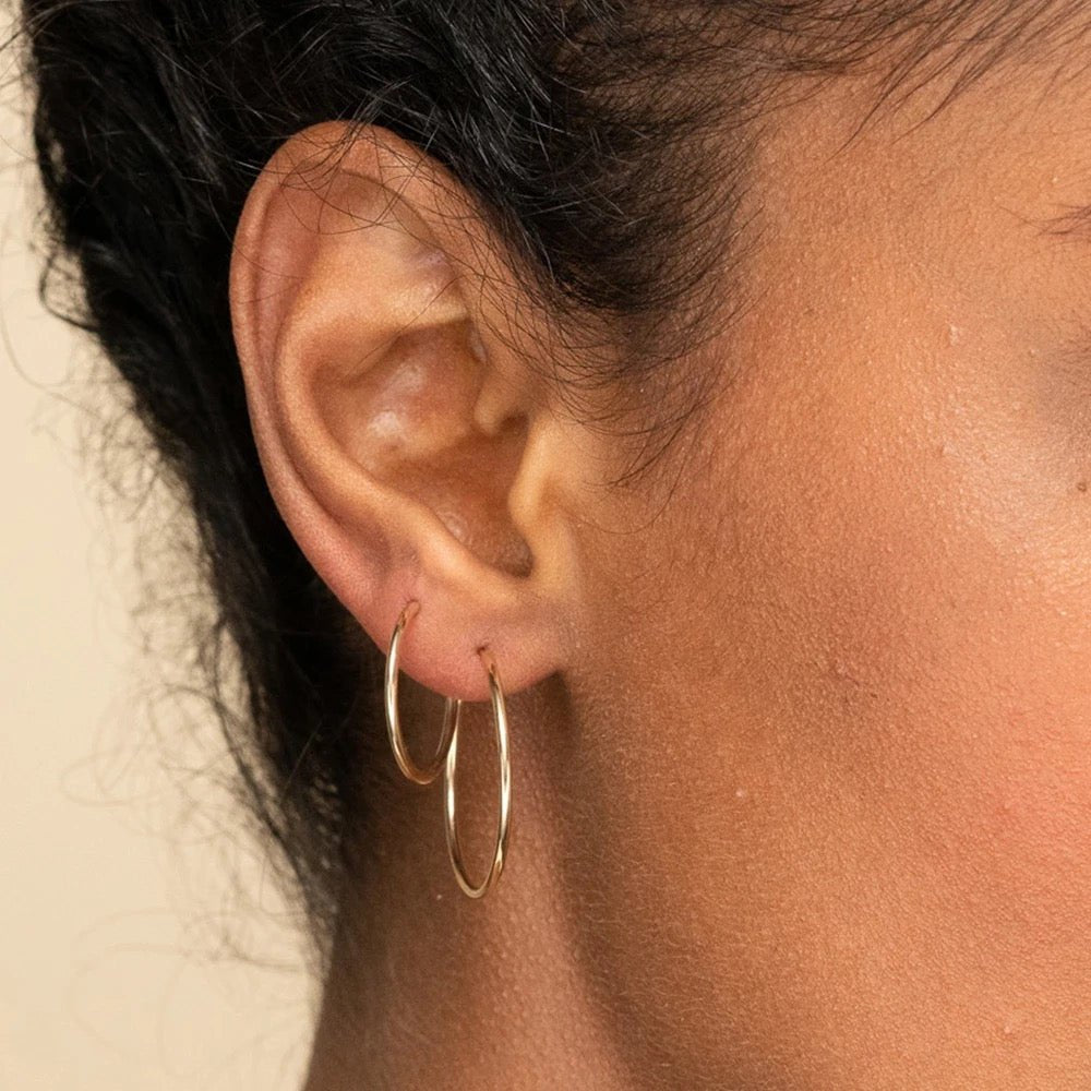 14K Gold Sleeper Hoops - Jewellery Hut