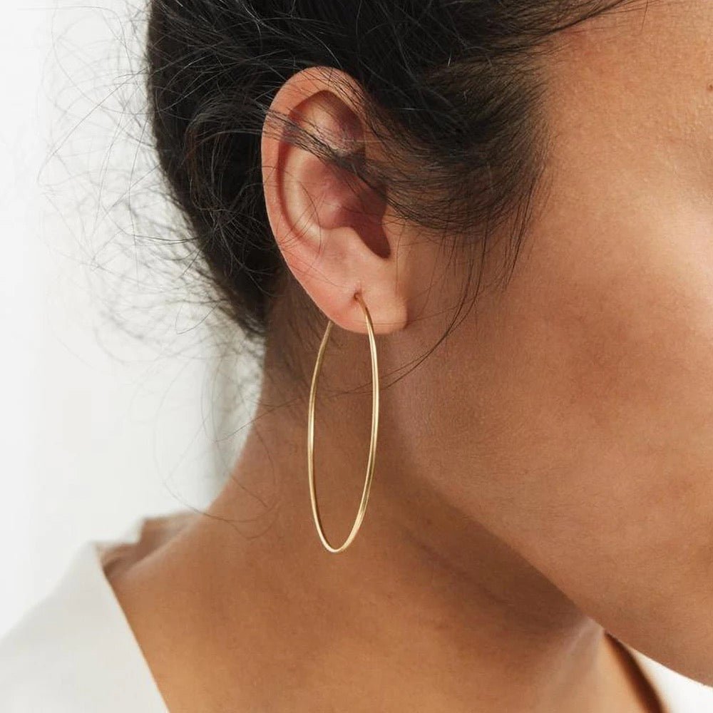 14K Gold Sleeper Hoops - Jewellery Hut