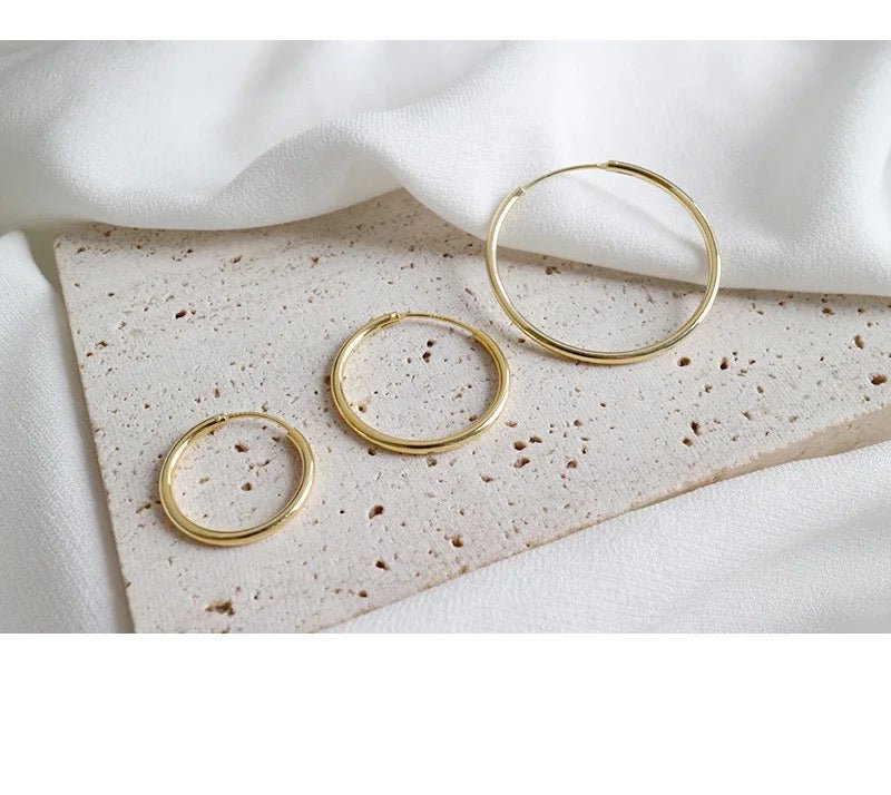 14K Gold Sleeper Hoops - Jewellery Hut