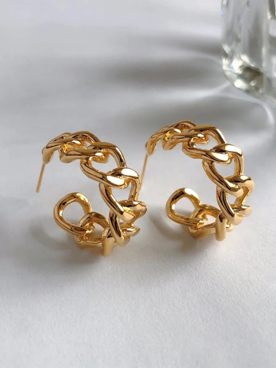 18k Gold Filled Chain Huggie Hoop Earrings - Jewellery Hut