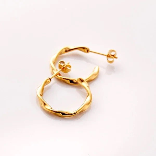 18K Gold Twisted Hoop Earrings - Jewellery Hut