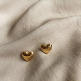 18k Gold Vermeil Heart Stud Earrings - Jewellery Hut