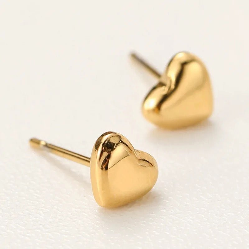 18k Gold Vermeil Heart Stud Earrings - Jewellery Hut