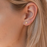 18k Gold Vermeil Heart Stud Earrings - Jewellery Hut