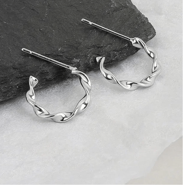 925 Sterling Silver Twisted Hoops - Jewellery Hut