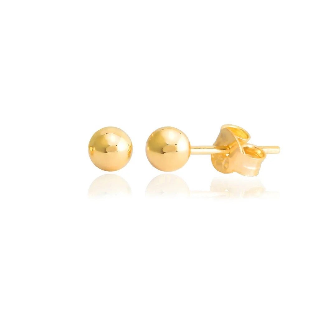 9K Yellow Gold Ball Gold Stud Earrings - Jewellery Hut