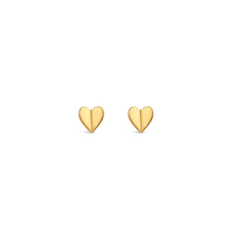 9K Yellow Gold Heart Stud Earrings - Jewellery Hut