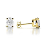 9K yellow Gold Oval Cubic Zirconia Stud Earrings - Jewellery Hut