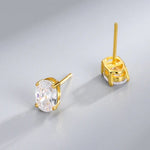 9K yellow Gold Oval Cubic Zirconia Stud Earrings - Jewellery Hut