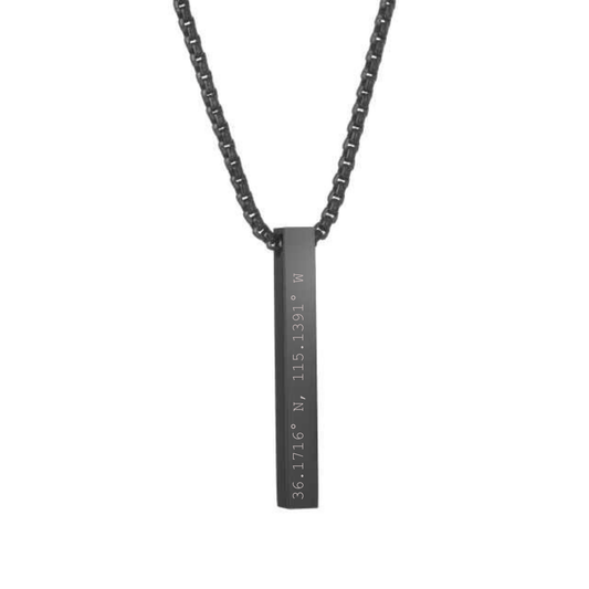 Black Personalised Bar Necklace - Jewellery Hut