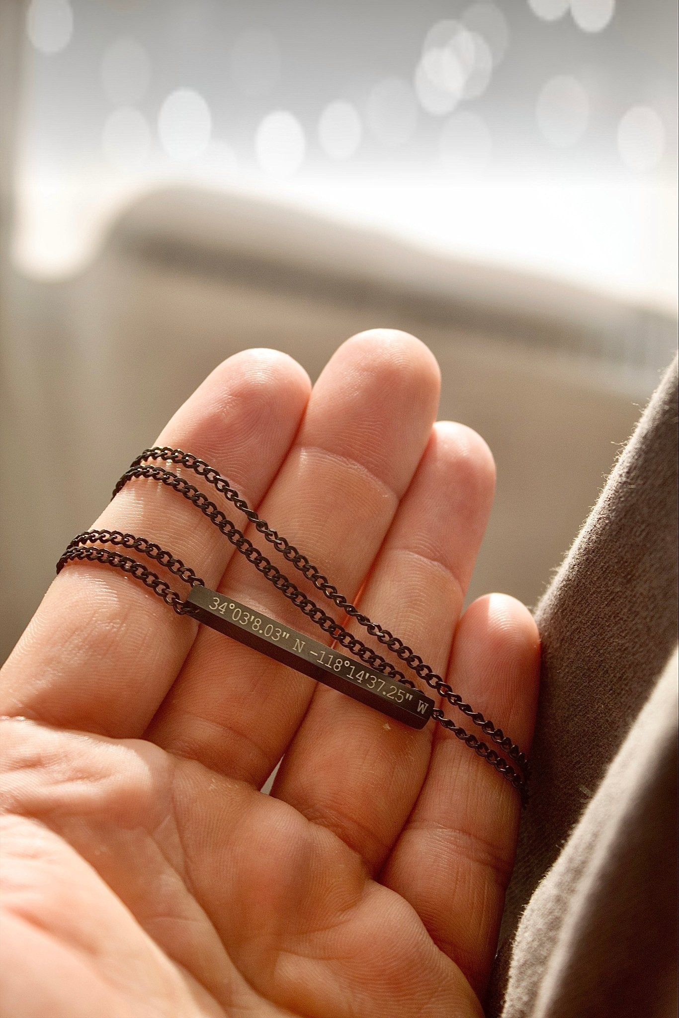 Black Personalised Bar Necklace - Jewellery Hut