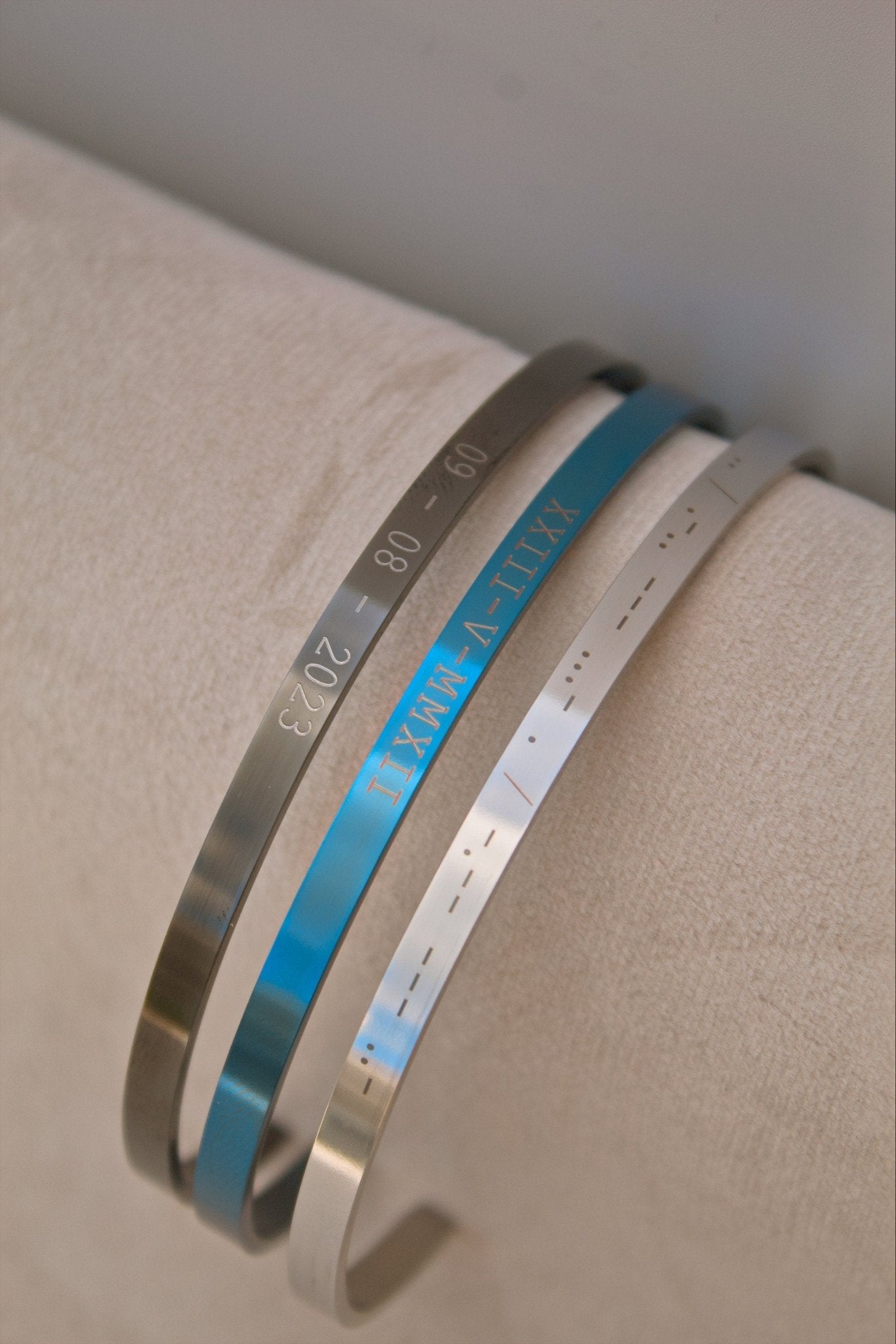 Blue Personalised Cuff Bracelet - Jewellery Hut