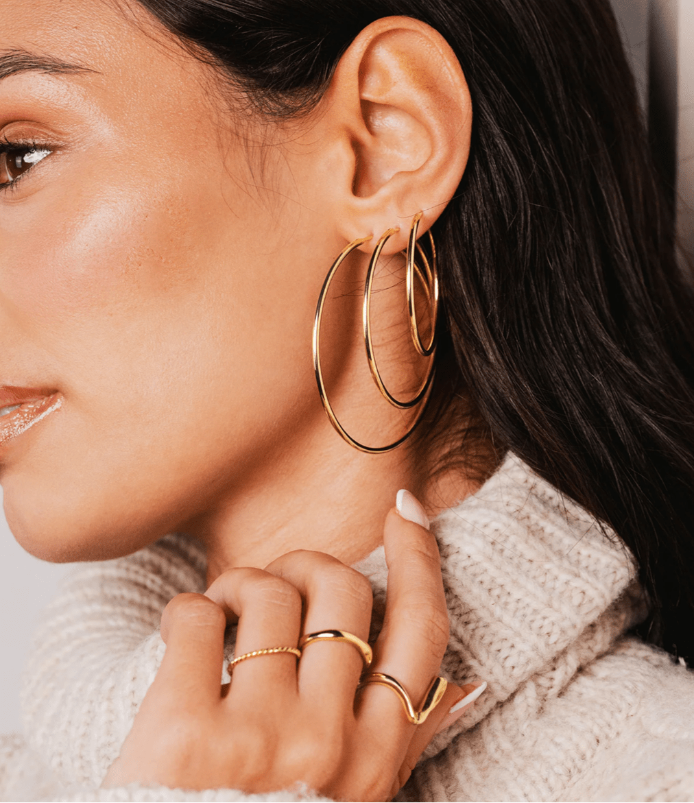 Gold Hinged Hoop Earrings - Jewellery Hut