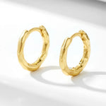 Gold Vermeil Chunky Hammered Huggie Hoops - Jewellery Hut