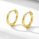 Gold Vermeil Chunky Hammered Huggie Hoops - Jewellery Hut