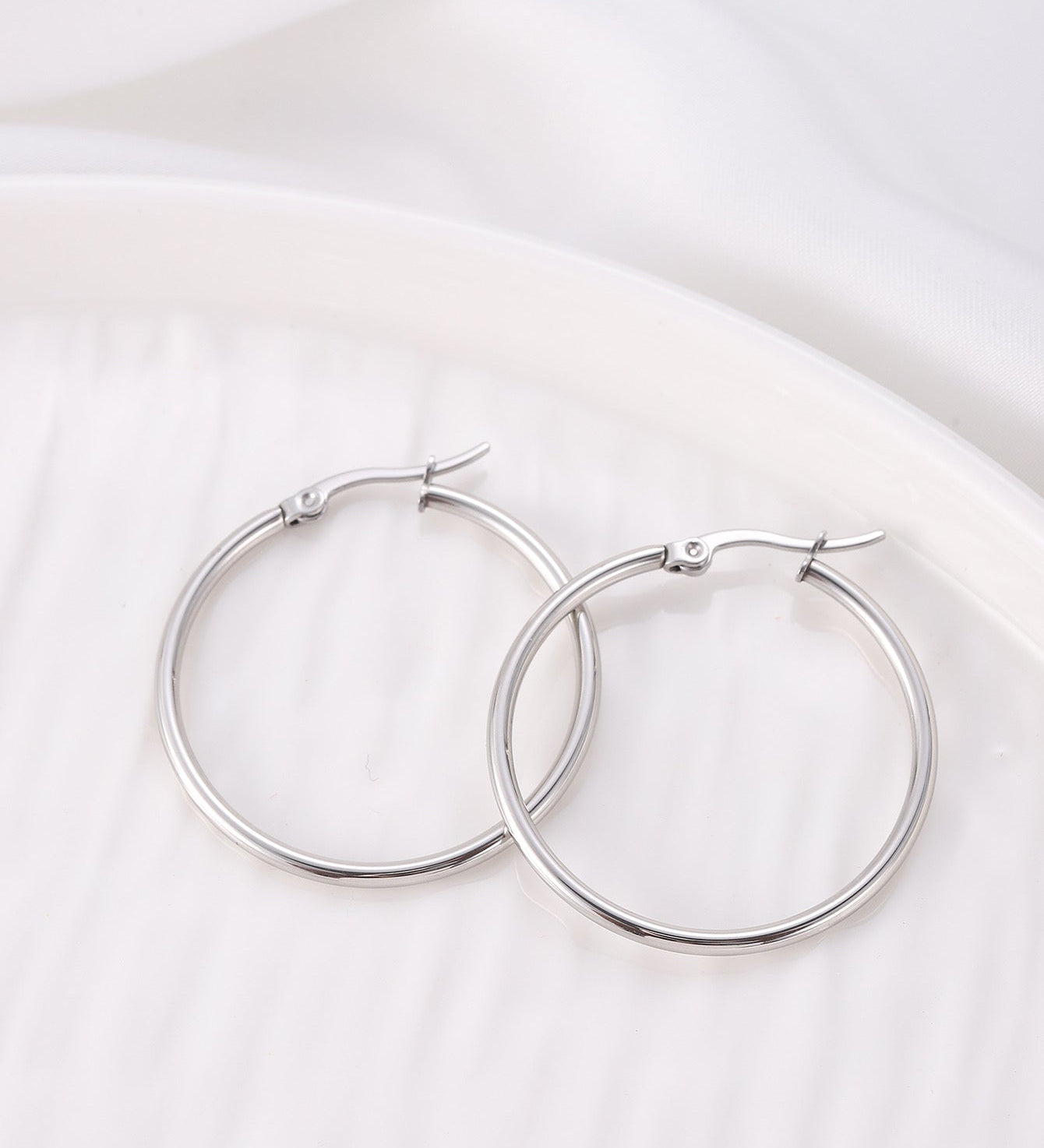 Silver Hinged Hoop Earrings - Jewellery Hut