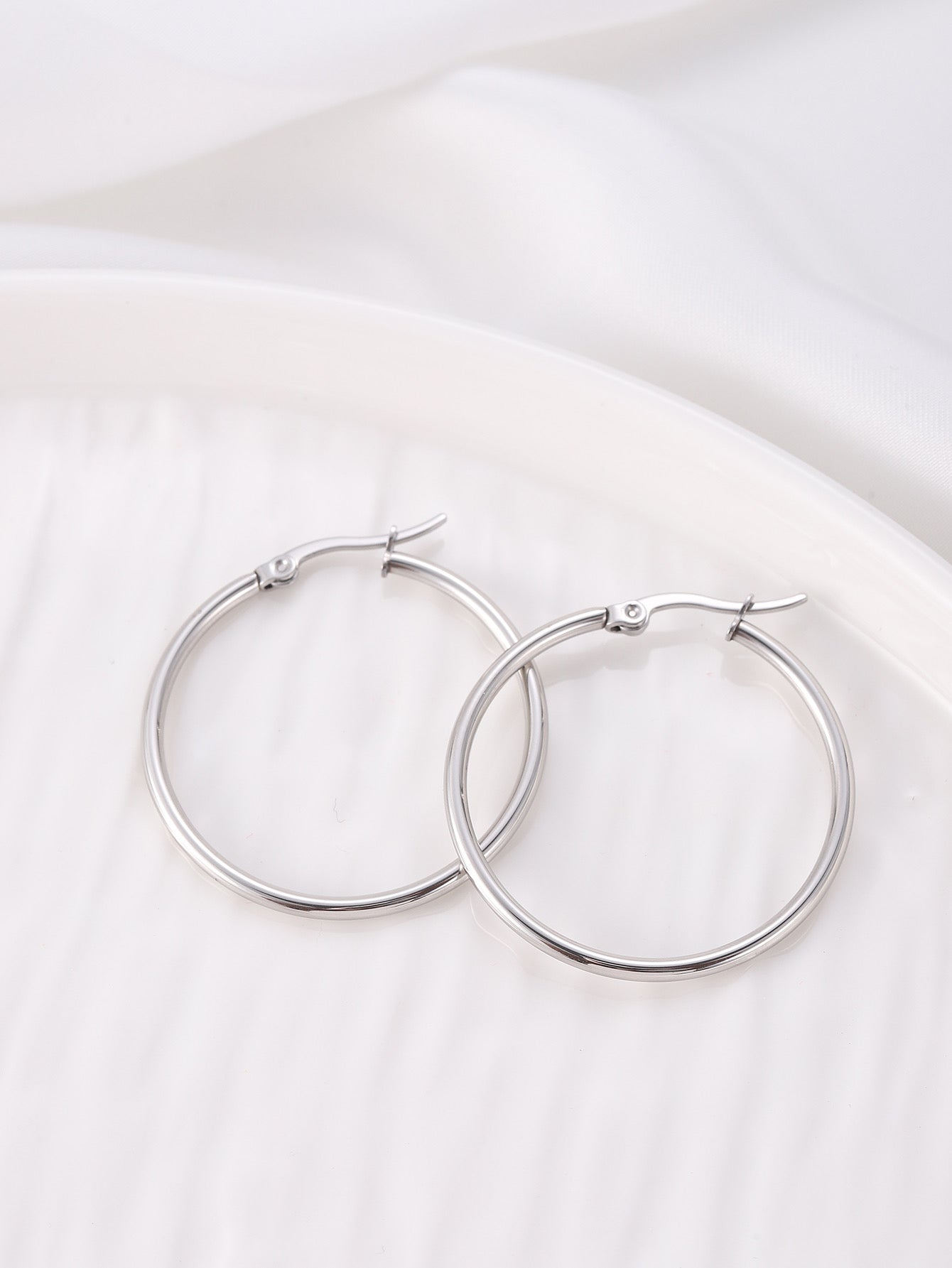 Silver Hinged Hoop Earrings - Jewellery Hut