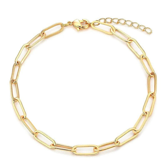 Stainless Steel Gold Filled Paperclip Anklet - Jewellery Hut