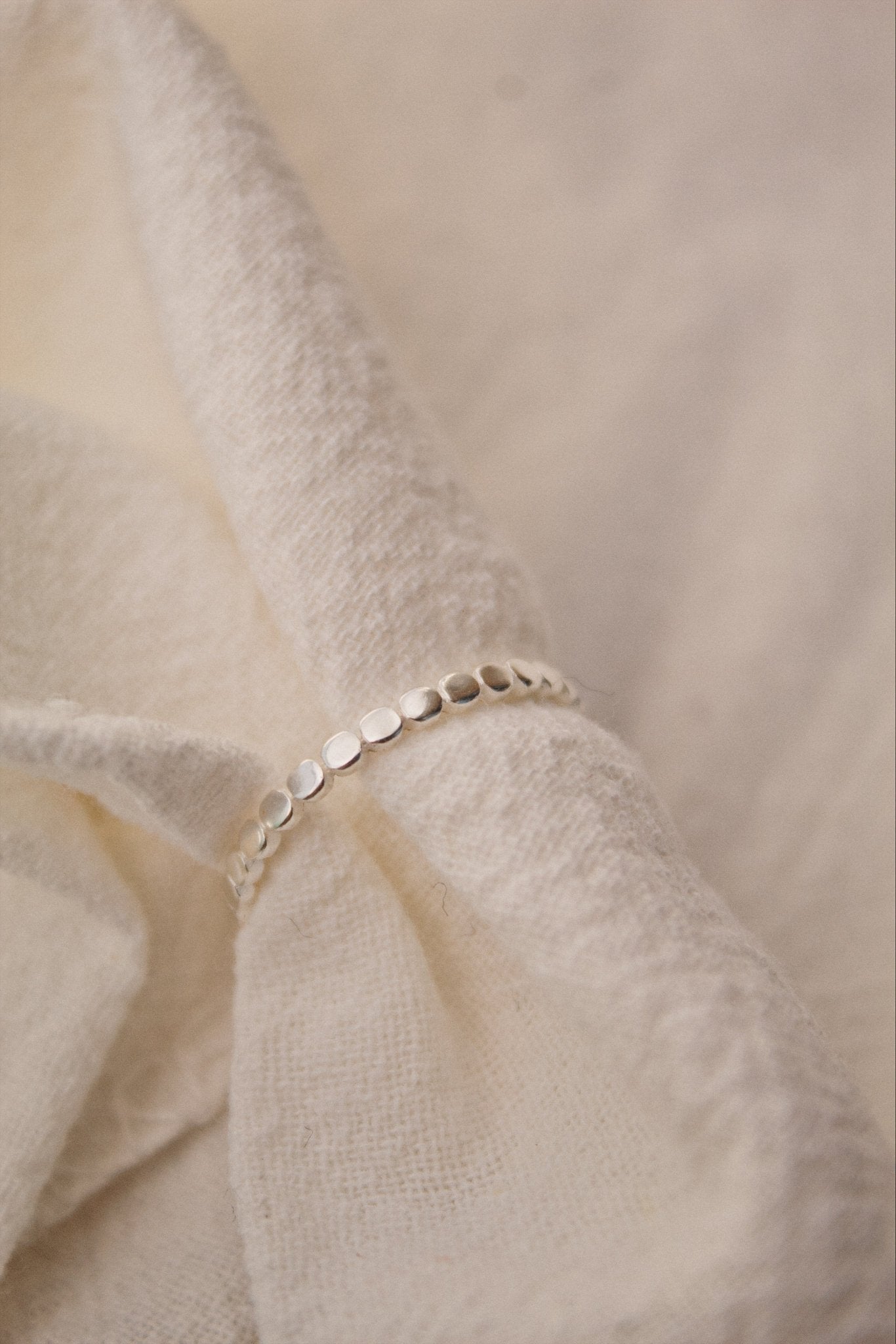 Sterling Silver Flat Beaded Stacking Ring - Jewellery Hut