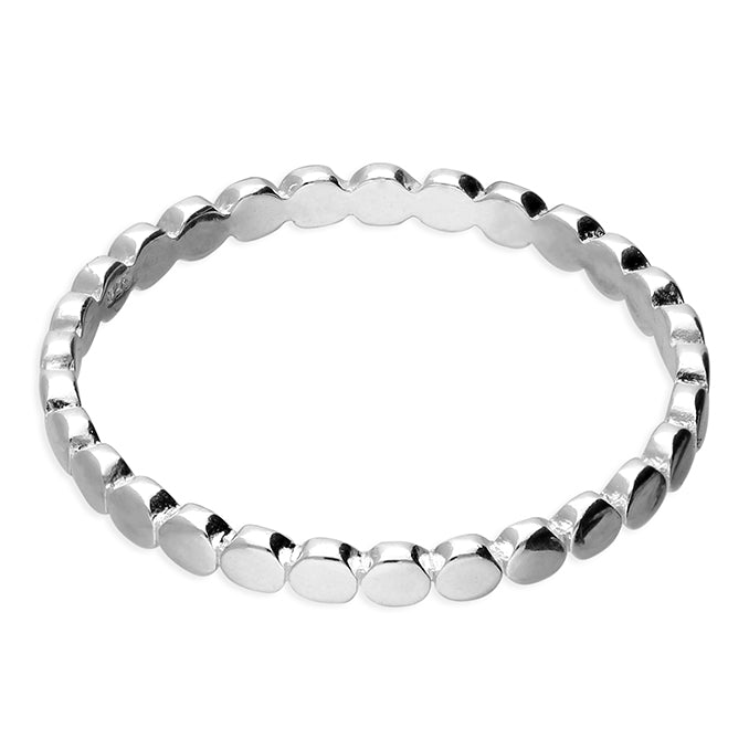 Sterling Silver Flat Beaded Stacking Ring - Jewellery Hut