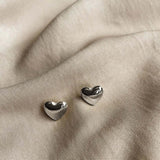 Sterling Silver Heart Studs Earrings - Jewellery Hut