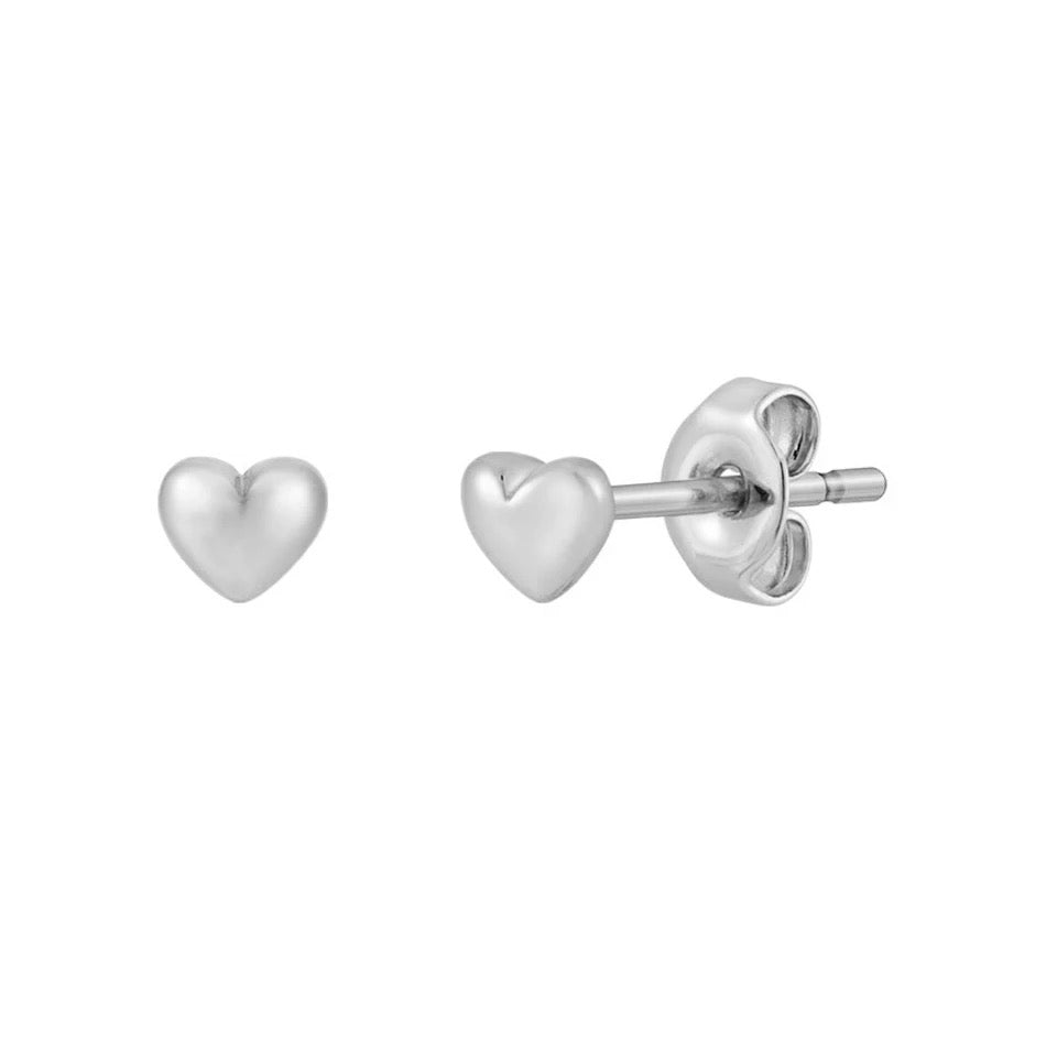 Sterling Silver Heart Studs Earrings - Jewellery Hut