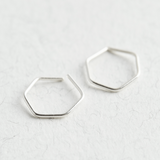 Sterling Silver Hexagon Hoops