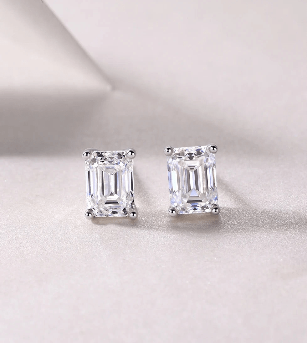 Sterling Silver Rectangle Cubic Stud Earrings - Jewellery Hut