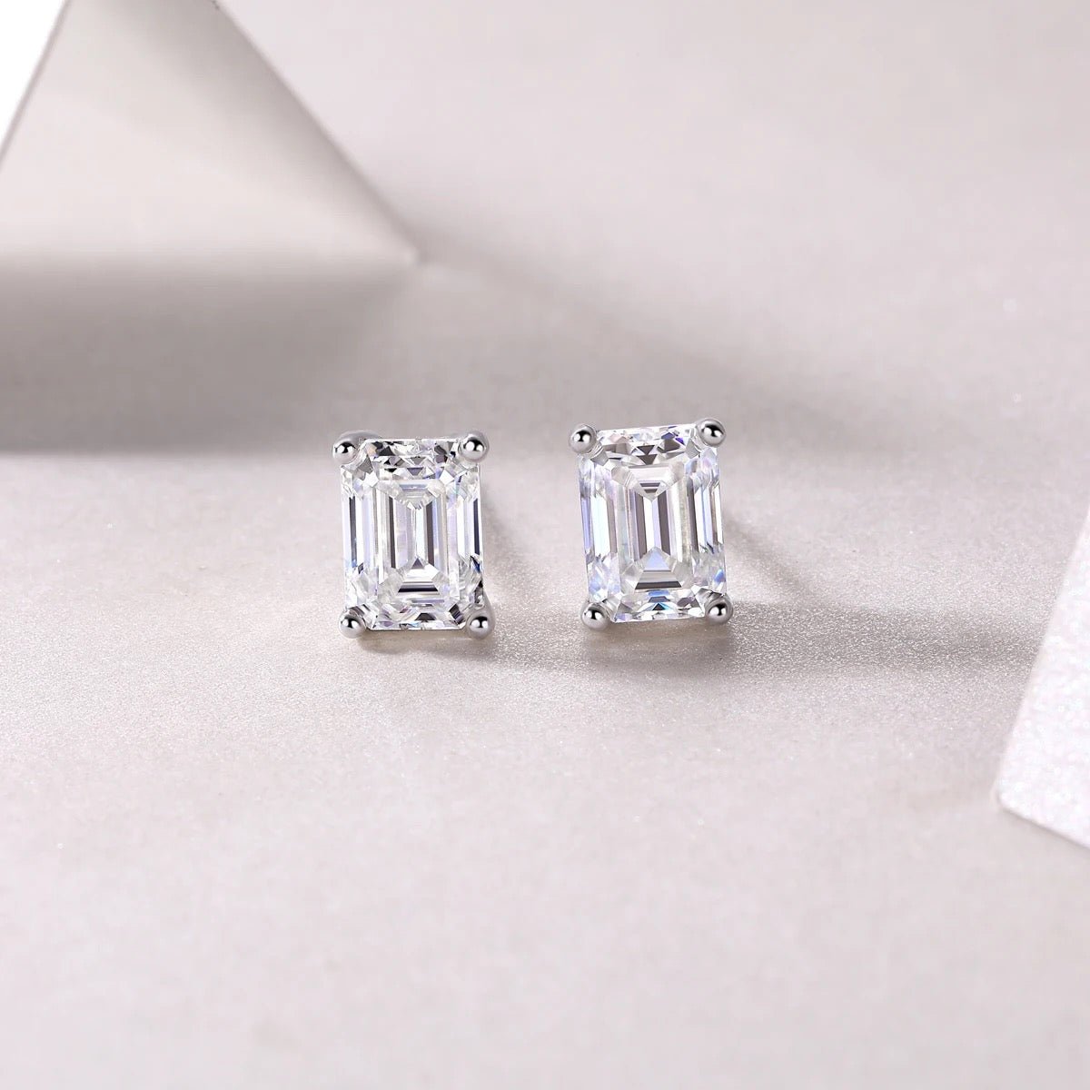 Sterling Silver Rectangle Cubic Stud Earrings - Jewellery Hut