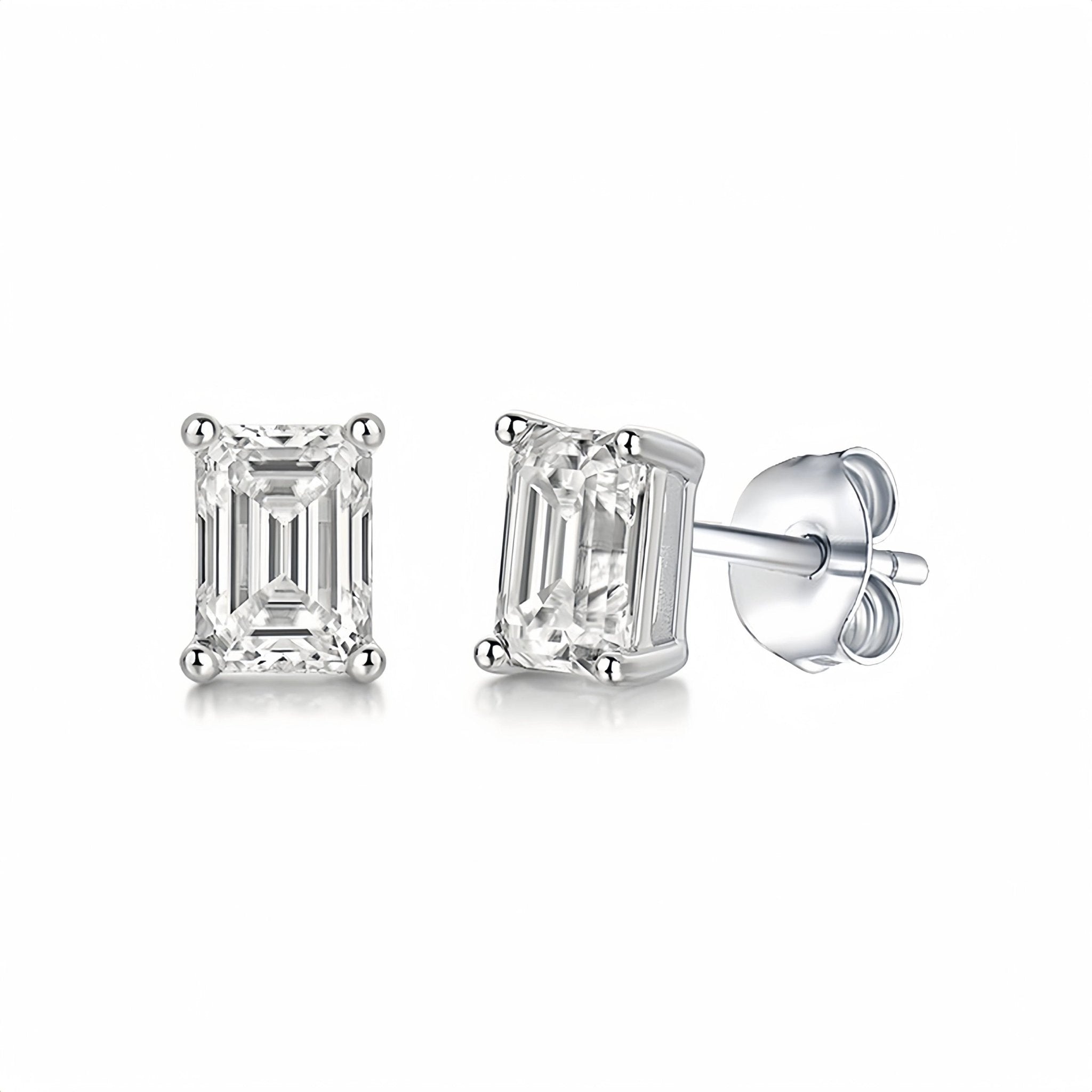 Sterling Silver Rectangle Cubic Stud Earrings - Jewellery Hut