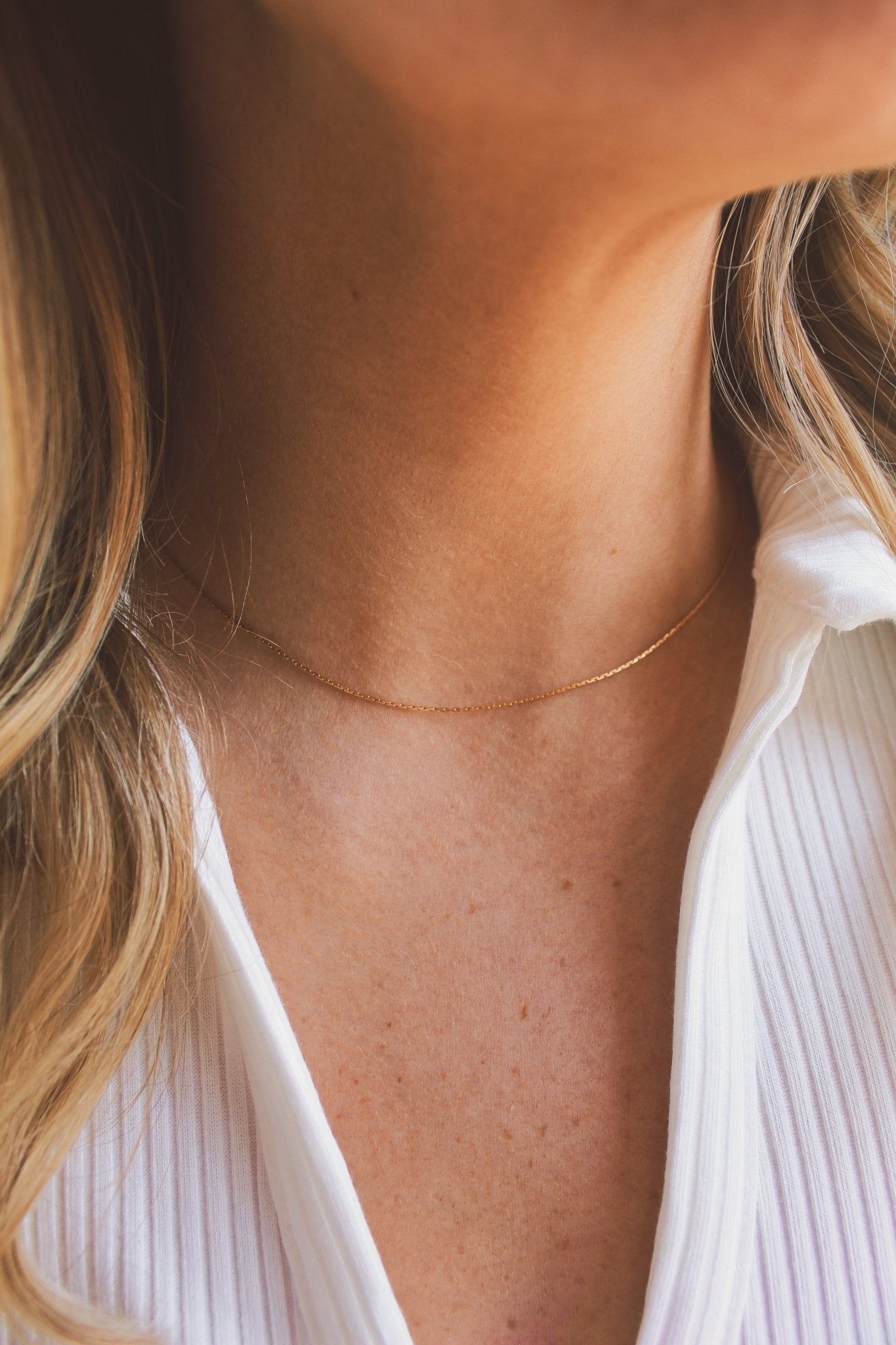 Simple 14k gold on sale necklace